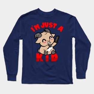 Funny Cute Kawaii Goat Selfie Funny Meme Gift For Kids Long Sleeve T-Shirt